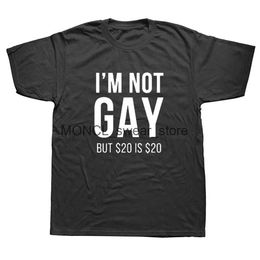 T-shirts masculins, je ne suis pas gay mais 20 est drôle T-shirt Coton Strtwear Short Slve Lesbien Pride Aniversity Cadeaux T-shirt H240506
