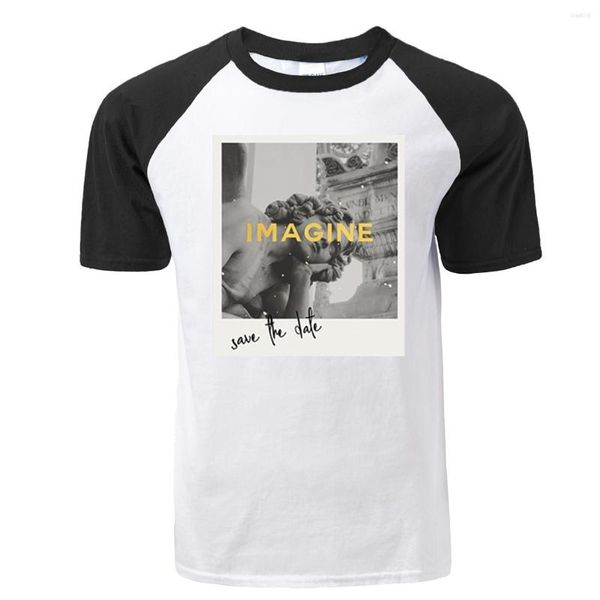 T-shirts pour hommes Imagine Fashion Casual Lettre Imprimer Chemise Raglan Hommes À Manches Courtes O Cou T-shirt 2023 D'été Tee Tops Hip Hop T-shirt