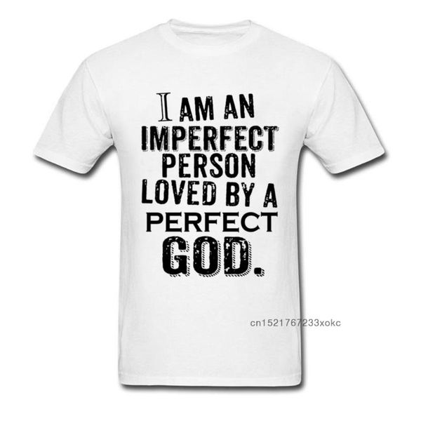 Camisetas para hombres Persona imperfecta Amor perfecto Camiseta Hombres Dios Camiseta Camiseta cristiana Jesús Tops Carta Camisetas Vintage Decir Ropa Blanco