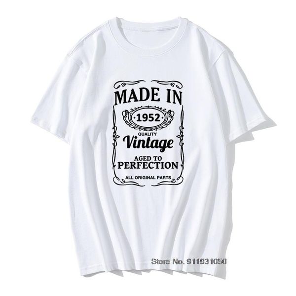 T-shirts pour hommes en 1952 65 ans cadeau d'anniversaire rétro blague T-shirt décontracté à manches courtes coton hommes père