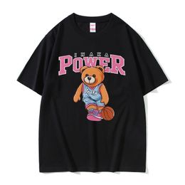 Camisetas de hombre Inaka Power Printing Camiseta de manga corta Pink Basketball Bear Pattern Camiseta Hombre Pure Cotton Tees Hombre Y2k Camisetas de gran tamaño 230613