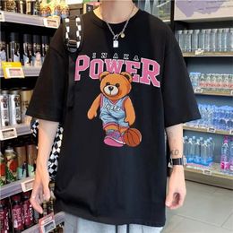 T-shirts pour hommes Inaka Power T-shirt Funny Pink Basketball Bear Pattern Print Tshirt Summer Hommes Femmes Premium Pure Cotton Tees T-shirts surdimensionnés 230608