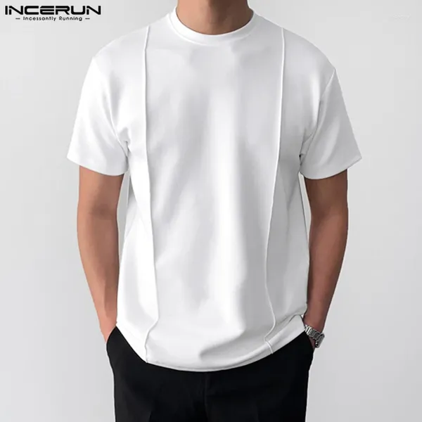 T-shirts hommes Incerun 2024 Hommes Chemise Solide Couleur O-Cou Manches Courtes Streetwear Casual Tee Tops Coréen Summer Fashion Vêtements S-5XL