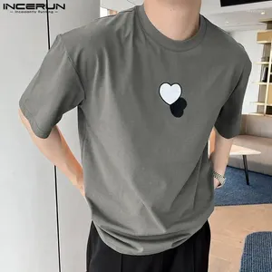 T-shirts pour hommes Incerun Men Shirt Round cou manche courte Streetwear Streetwear Korean Style Tee Male TEE SUMME 2024 Vêtements décontractés