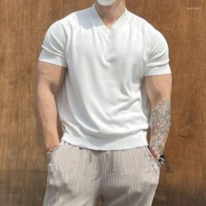 T-shirts pour hommes INCERUN Tops 2023 Style coréen Beau T-shirts à col en V pour hommes Casual Streetwear Solid All-match Short Sleeve Camiseta
