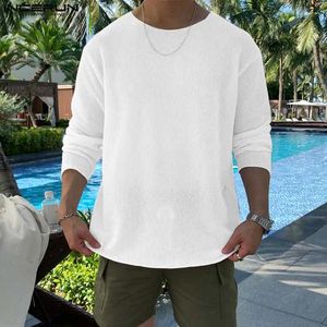 T-shirts hommes INCERUN Tops 2023 Style coréen Mode Solide All-Match T-shirts Casual Streetwear O-Cou Lâche Manches Longues Camiseta S-5XL