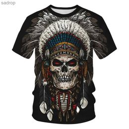 T-shirts voor heren Indian Tribe Chief Wolf Totem grafische 3D Gedrukte Summer Mens Street Culture Fashion Vintage Round Neck Short Sleeve T-Shirt Topxw