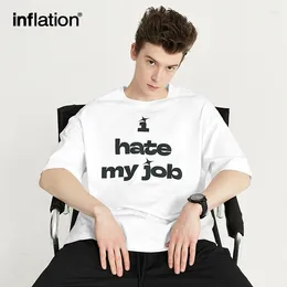 Heren t shirts inflatie zomer casual katoenen tees unisex "Ik haat mijn werk" gedrukte korte mouw