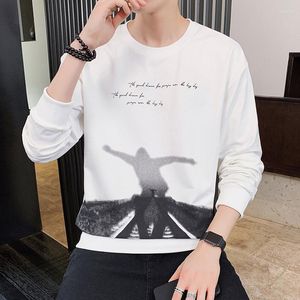 T-shirts pour hommes Ins Loose Long T-Shirt à manches longues Tendance Polyvalent Été / Automne Rond O-Neck Pull coréen Haut personnalisé