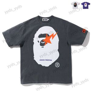 Camisetas para hombres Ins Manga corta Dibujos animados Cabeza de mono Camiseta Rayo Impresión Brazalete de gama alta Personalidad Hombres y mujeres guapos T230328