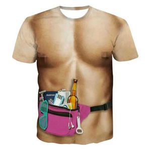 T-shirts masculins T-shirt imprimé 3D intéressant pour hommes nue graphique à manches courtes ôts ôts o-cou top à la mode et cool Hombre Q240515