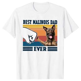 T-shirts voor heren Interessante Belgische Shepherd Dog T-shirt Top Vintage Beste Malinoah Dad All Time Vintage Fathers Day T-shirt Korte mouwen 100% katoenen T-shirtl2405L2405