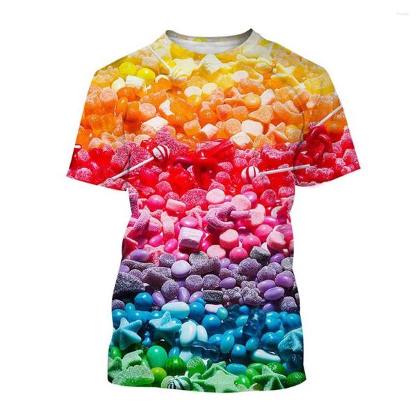 Camisetas para Hombre Interesante Dulce Caramelo Gráfico Verano Moda Casual Unisex 3D Impreso Camisetas Divertidas Lindas Cuello Redondo Mangas Cortas