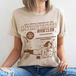 T-shirts masculins club de lecture introverti T-shirts rétro mignons esthétique bookish t-shirt Bookworm graphique ts femmes vintage tops livre amant cadeaux t240510