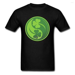 T-shirts pour hommes T-shirt imprimé trèfle irlandais Yin Yang motif vert qualité chemise à manches courtes Style décontracté pour hommes