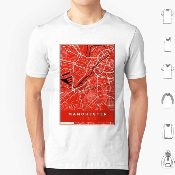 T-shirts pour hommes est une carte de la rue rouge T-shirt grande taille 100% coton rouge Angleterre Football UK Football Carte Ville Ville Home Town Straight Outta Street