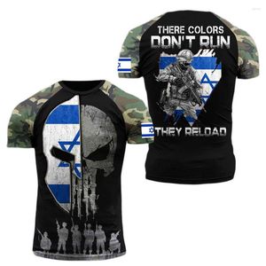 T-shirts pour hommes Drapeau d'Israël Graphiques militaires Impression 3D Été Tough Guy Style Sports décontractés Lâche Col rond T-shirts à manches courtes Tops