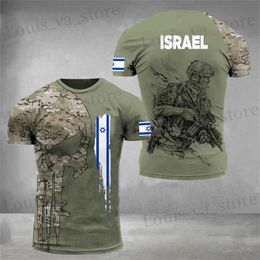 Camisetas para hombres ISRAEL National Flag Thish for Men Veteran Tops Tactical Tops militar CAMO 3D Camiseta israelí Soldados Bosque TS T240419