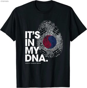 Heren t-shirts Het zit in mijn DNA. Korean Roots Korea Flag Fingerprint T-shirt. Premium katoenen korte mouw o-neck heren t-shirt nieuw S-3XL