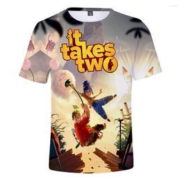 Heren t-shirts Het kost twee 3D t-shirts zomer preppy stijl mannen/vrouwen t-shirt nieuwigheid streetwear jeugd volwassen maat grappig schattig