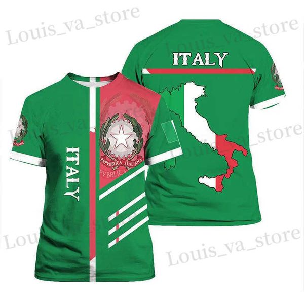 T-shirts masculins Italie T-shirts Italian Flag Emblem 3D Print Strtwear Men Women Fashion surdimensionné surdimension