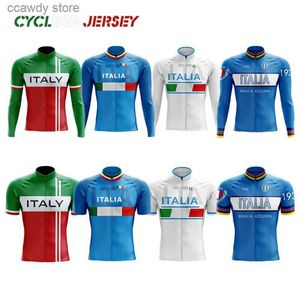 Heren T-shirts ITALIË Team Fietsshirts Man Lange Seve Fietsshirts Bicyc Fietskleding Kit Fietskleding Triathlon Maillot Ciclismo T231104