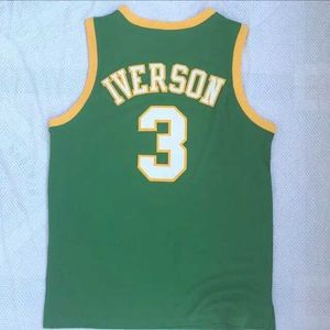 T-shirts voor heren Iverson Bethel High School #3 Basketball Jersey Mens Vintage All gestikte basketbal T-shirtmand Jersey J240515