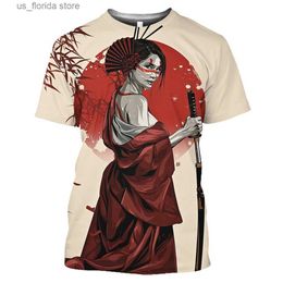 T-shirts hommes Japon Geisha Hommes T-shirt 3D Imprimé Anime Coton Court Slve Chemise O-Cou Surdimensionné Harajuku Strtwear Vêtements Pour Hommes Tops Y240315