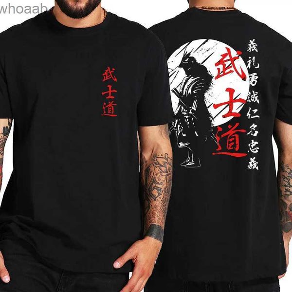 Camisetas para hombres Japón Samurai Spirit Camisetas para hombres Estilo japonés Impresión trasera suelta de gran tamaño 100% algodón Tops Camiseta Bushido Regalos masculinos Tee 240130