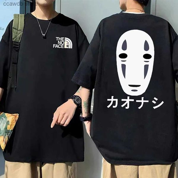 T-shirts pour hommes Anime japonais No Face Man Graphic Print T-shirts Unisexe Manga Tshirt Hommes Coton Spirited Away Mode Casual T-shirts surdimensionnés T240105