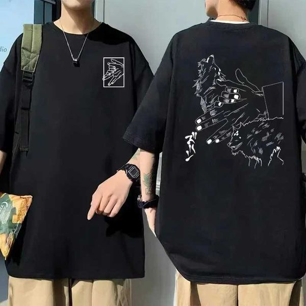 T-shirts masculins T-shirt imprimé anime japonais Coton Été hommes femmes manga court slve harajuku hip hop tops décontracté lâche surdimensionné noir t t240505