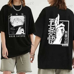 T-shirts voor heren Japanse anime punk gojo satoru geprint los t-shirt harajuku casual y2k kleding top t240419