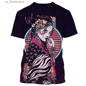T-shirts pour hommes Japonais Geisha Samurai Hommes T-shirt Col Rond Casual Court Slve Tops Vêtements Pour Hommes Été Surdimensionné Harajuku Strtwear Y240315