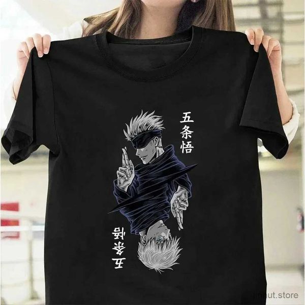 T-shirts masculins Japonais Jujutsu Kaisen Satoru Gojo Anime Print T-shirt Mens Streetwear Streetwear Cotor Coton à manches courtes