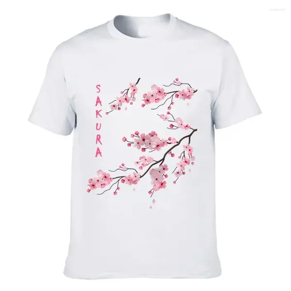 Camisetas para hombres Camisa japonesa Sakura Cherry Blossom para hombres/mujeres Algodón Casual Top O-cuello Camisetas de manga corta Ropa unisex Cómoda