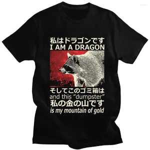 Heren T-shirts Japanse stijl Dragon Raccoon Print Shirt Harajuku Retro Hoge kwaliteit katoen Korte mouw Oversized Heren Dames Klassiek