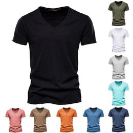 T-shirts hommes Jaycosin 10 couleurs hommes mode décontracté t-shirts couleur unie coton v ne manches courtes haut confortable de haute qualité t-shirt expédition rapideyolq