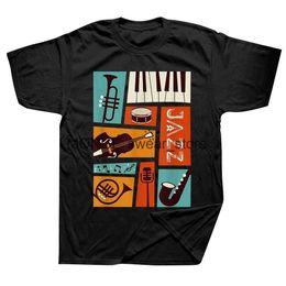T-shirts masculins Jazz Snare Piano Music Band T-shirt Musicien saxophone Trumpet Instrument de musique drôle pour les hommes Femmes Casual Strtwear Tops H240506