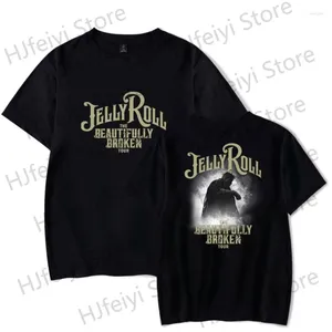 T-shirts pour hommes Jelly Roll Magnifiquement cassé Tour T-shirt Merch Été pour femmes / hommes Unisexe Casuals O-Cou T-shirt à manches courtes Streetwear