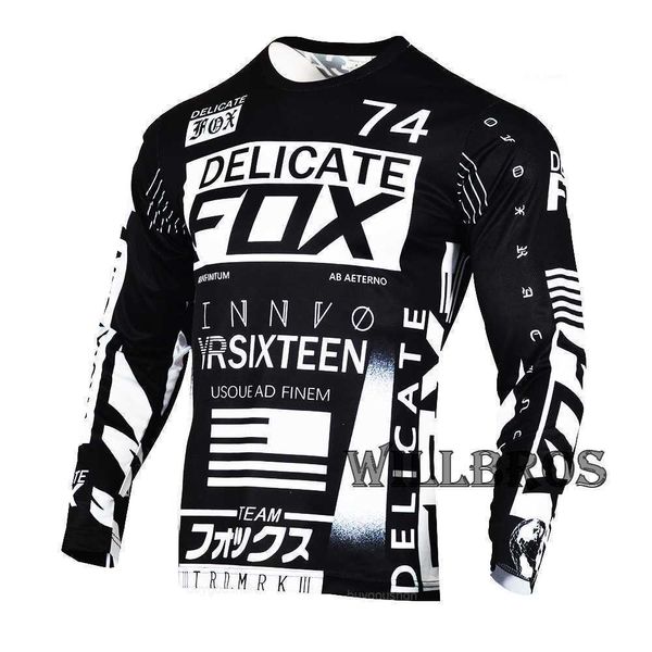 T-shirts pour hommes Maillot Motocross Enduro T-shirt Delicate Fox 360 Flight MX BMX DH Dirt Bike ATV UTV Dirtbike Off-road Noir Été Manches longues