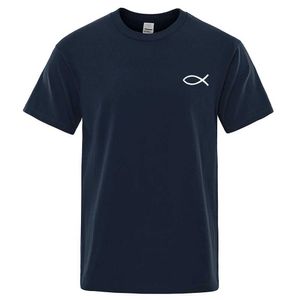 T-shirts masculins Jésus Fish Simplicité T-shirt imprimé pour hommes