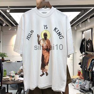 Mannen T-Shirts Jezus Is Koning T-shirt T-shirts Hoge Kwaliteit Portret van Jezus Print Jezus Is Koning Tee Oversized Hip Hop Top J230731
