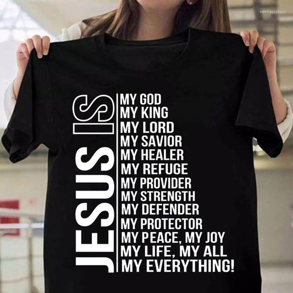 Camisetas para hombre, camisetas estampadas Jesús es mi Dios Rey para mujeres y hombres, camiseta de manga corta de verano con cuello redondo, camisetas informales para mujer