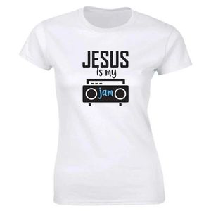 T-shirts voor heren Jezus is mijn jam-shirt grappig schattig religieuze christelijke muziek grafische dames t lange of korte slven y240509