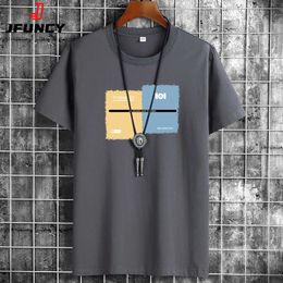 T-shirt da uomo JFUNCY 2022 Summer Men Tops Plus Size S-6XL T-shirt da uomo in cotone traspirante a manica corta allentata T-shirt con stampa casual Y2302