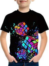 T-shirts masculins Jigsaw Cube 3D Printing T-shirt mode rubiks Cube Match Tshirt Summer Boys Girls t Tops Strtwear Tops Children Clothing Y240420