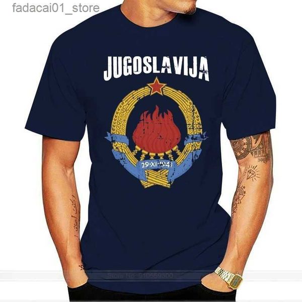 T-shirts masculins Jugoslavija Yougoslavia Coat Of Arms T-shirt vintage noir de haute qualité hommes Vêtements de coton sonnerie T-shirt Q240426