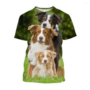Heren t shirts jumeast 3d Australian Shepherd t-shirts voor mannen dierenhond plus size licht academia shirt ademend kawaii kleding t-shirty