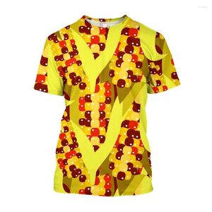 T-shirts pour hommes Jumeast 3D Alimentaire Maïs Imprimé Grande Taille Hommes T-shirts Baggy Drôle Aubergine Graphique Casual Esthétique Vêtements T-shirty 7XL