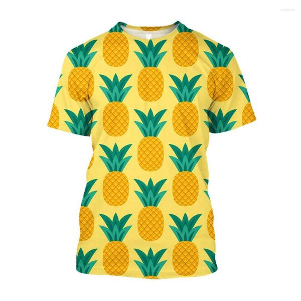 Camisetas de hombre Jumeast 3D fruta piña impresa divertida estética hombres camisetas Cottagecore playa Casual moda camisa Kawaii ropa